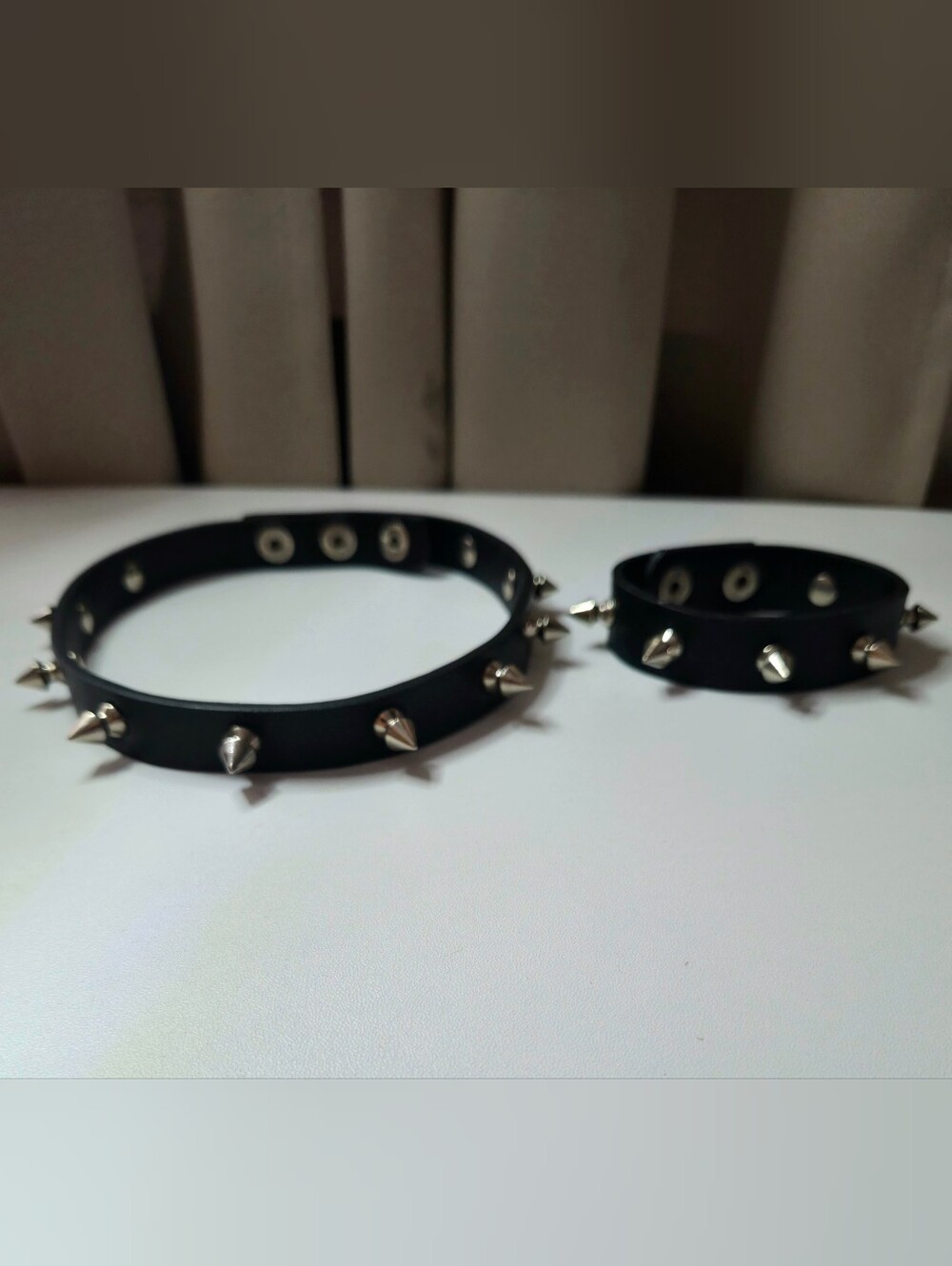 Black Spike Choker and Bracelet Set - Unbranded